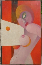 Portrait femme cubiste vintage