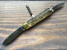 Ancien Couteau PRADEL  BOIS DE CERF 3 PIECES VINTAGE KNIFE MESSER