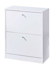 Armoire À Chaussures 60x29x79cm 2 Portes Blanche