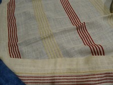 tissus    lin  tissage rayures rouges  rideau etc.....2m,09+jardin d yvette