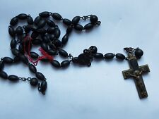 Ancien chapelet avec perles en bois corozo souvenir de lourdes