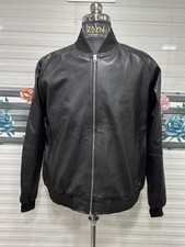 Blouson de motard bombardier noir en cuir d'agneau véritable pour hommes...