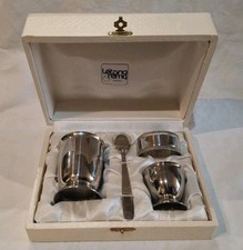 COFFRET TIMBALE COQUETIER ROND SERVIETTE INOX LÉTANG RÉMY BAPTÊME CADEAU DE BÉBÉ