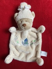 🇫🇷 doudou plat ours beige jaune pâle brodé escargot maison NICOTOY NEUF