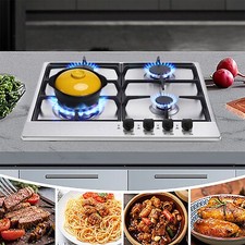 60 cm Table de cuisson à gaz 4 feux inox Cuisinière à gaz encastrable NG/LPG