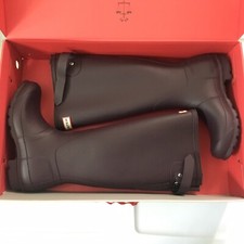 Hunter Original Tall Adjustable Back Waterproof Rain Boot Black Grape Size 5