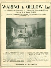 Publicité ancienne Waring & Gillow chambre à coucher 1909 issue magazine