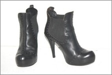 PEDRO GARCIA Boots Talons Hauts Cuir Noir T 39 TBE