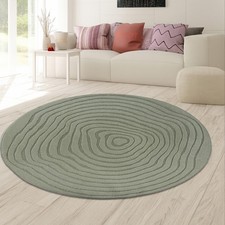 Tapis rond vert motif vagues