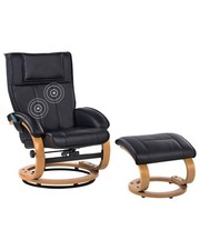Fauteuil Massant avec Fonction Chauffante et Repose-pieds en Cuir PU Noir Majest