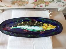 Superbe Grand Plat à Poisson en Terre Cuite Émaillée signé et daté 1953