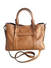 Ancien sac à main en cuir Longchamp 3d   Taille S Camel