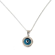 Pendentif Œil Turc Argent De Loi Petit, Idéal 10 MM Avec Chaîne 40 CM Et Coffret