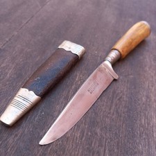 Couteau de Chasse NICKER ROSTFREI SOLINGEN Manche en Bois de Cerf  Étui  en Cuir