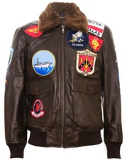 Homme TOP GUN Tom Croisière Peau de Mouton Col Pete Maverick A2 Blouson Cuir