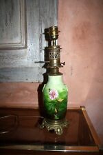 Ancienne lampe à pétrole en faience floral  DLG Grenet XIX ème Impressioniste