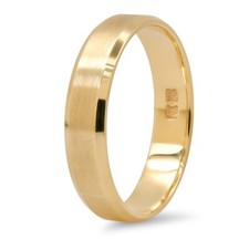 14K or Jaune 4.5mm Mariage Bande Taille 7.5 Bague Bord Biseauté Brossé Men Femme