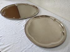 Plateau rond + Plateau ovale en métal couleur argenté