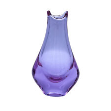 Vase En Verre Vintage, Soufflé À La Main, Fait Main, Violet | 18 Cm