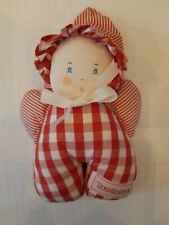 Petit doudou lutin 17cm poupée rouge carreaux NOUNOURS - TBE