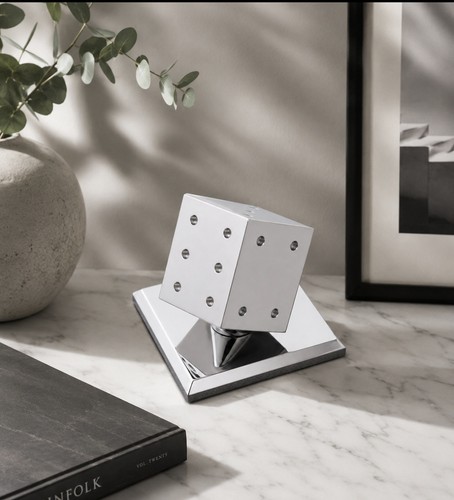 Chrome dice paperweight - dice, style