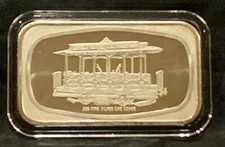 RARE VINTAGE 1 OZ SILVER ART BAR: WADE PARK PAYNE AVENUE & UNION DEPOT TROLLEY