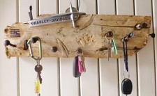 PORTE-CLÉS Mural HARLEY DAVIDSON Fabr. Artis. EMBLÈME RÉSERVOIR Bois Flotté SBWS