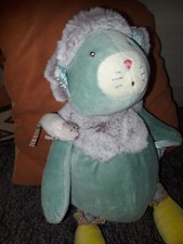 F1/Moulin Roty Les pachats doudou peluche chat bleu vert souris blanche tbe 30cm