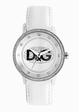 Montre Femme Dolce & Gabbana DW0504 Cuir Véritable Blanc et Cadran à Strass