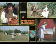 CHATEAU-sur-ALLIER (03) JOUEUR de VIELLE de MONTBEL & BOVINS vers 1980