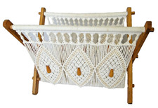 PORTE REVUE MAGAZINE BOIS ET MACRAME TRAVAIL ARTISANAL