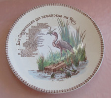 Assiette fable de la fontaine Georges Dreyfus les grenouilles demandent un roi