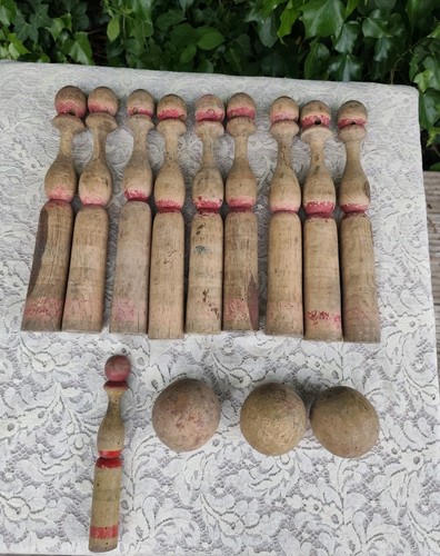Ancien jeu quilles bois - ancien, de