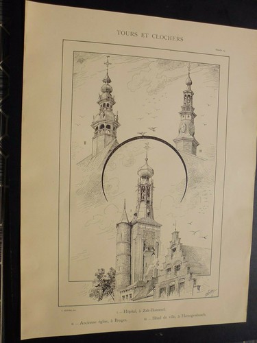 Gravure 1900 tour clocher - 1900:tour,