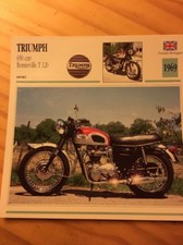 Triumph 650 cm3 Bonneville T120 1969 Carte moto Collection Atlas UK
