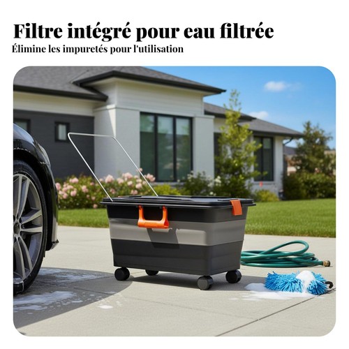 Seau pliable roulettes - seau, à