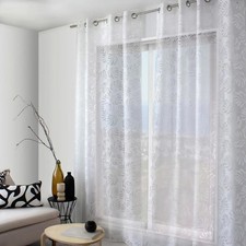 Rideau Voilage Motifs Ajourés "Signature" 140x240cm Blanc