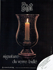 publicité Advertising 0323 1979   Verrerie de Biot   verre bullé