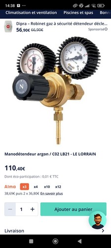 Detendeur lb21 argon co2 - detendeur, argon/co2