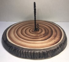 Plat Vintage Imitation Bois Mat Vallauris Signé Grandjean Jourdan H 3 D 26 Cm