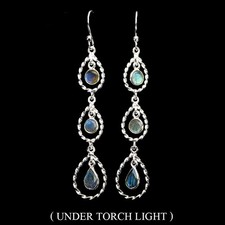 925 Argent Sterling Boucles Poire Labradorite 6x4mm Gemmes Naturelles Bijoux