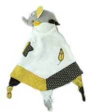 Doudou plat Sauthon Elephant gris blanc