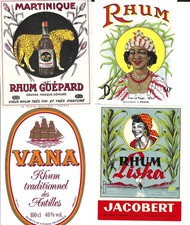 Lot de 8 étiquettes de Rhum