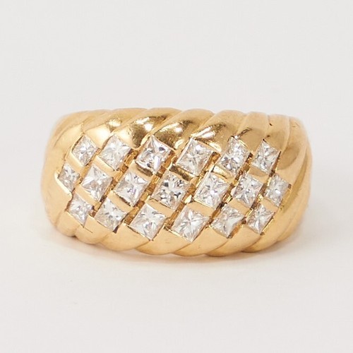Bague jonc jaune - or, diamants