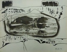 François Arnal Encre et lavis 1956 signée et datée