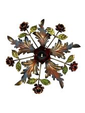 Plafonnier Lustre Fer Forgé Avec Feuille Rose Or 1 Lumière