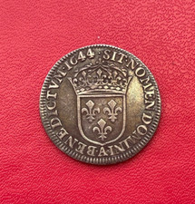 Louis XIV. Monnaie 1/4 écu à la mèche courte 1644 .A.  (atelier Paris). TB+/TTB