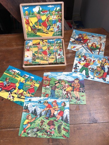 Puzzle cube bois vintage - cube, en