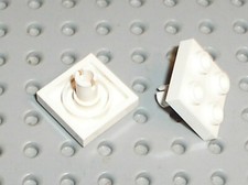2 x LEGO White Plate with Pin