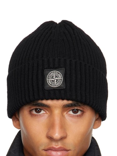 Stone island black ribbed knit - stone,